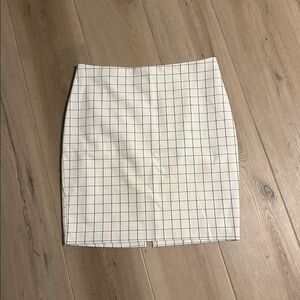 Express Ivory and Black Checkered Shirt